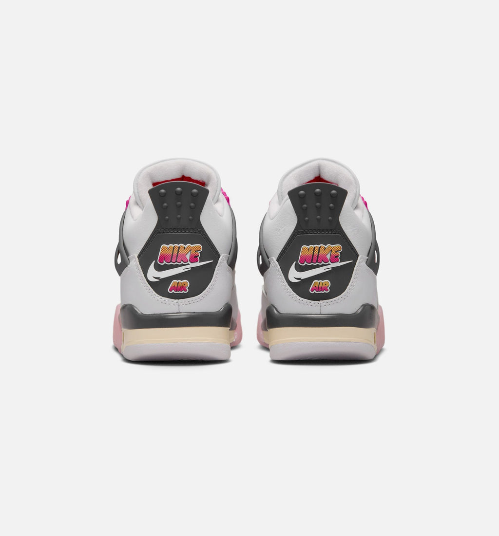 Air Jordan 4 Retro Comic Grade School Shoe - Off-White/Fire Pink/Anthracite