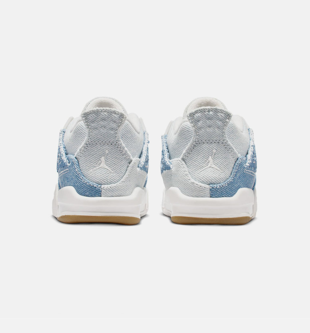 Air Jordan 4 Retro Worn Blue Infant & Toddler Lifestyle Shoe - Sail/Worn Blue/Metallic Gold