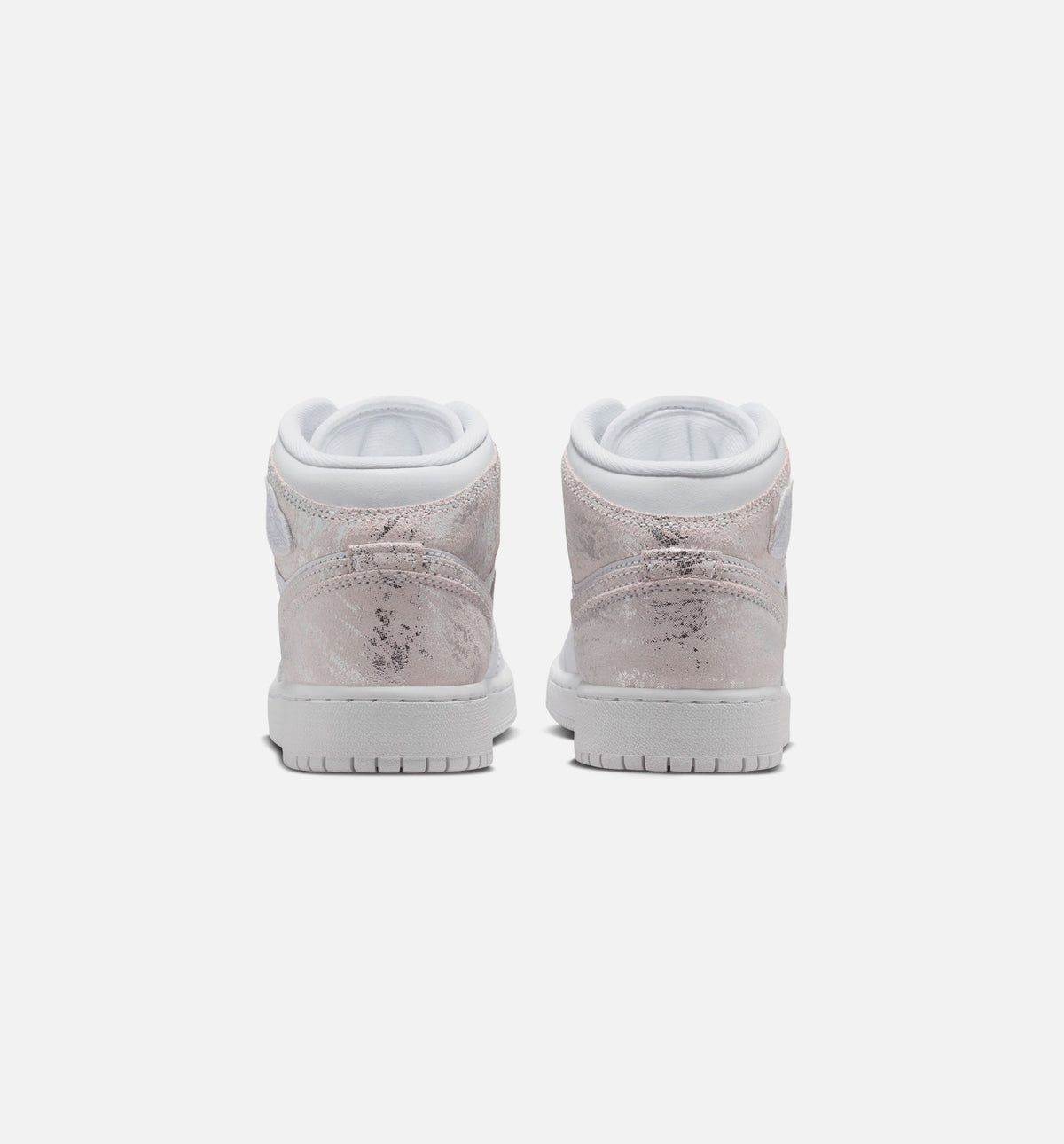 Air Jordan 1 Mid SE Grade School Shoes - White/Field Silver