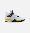 Air Jordan 4 Retro Rare Air Tour Yellow Grade School Lifestyle Shoe - White/Dark Blue Grey/Black/Tour Yellow