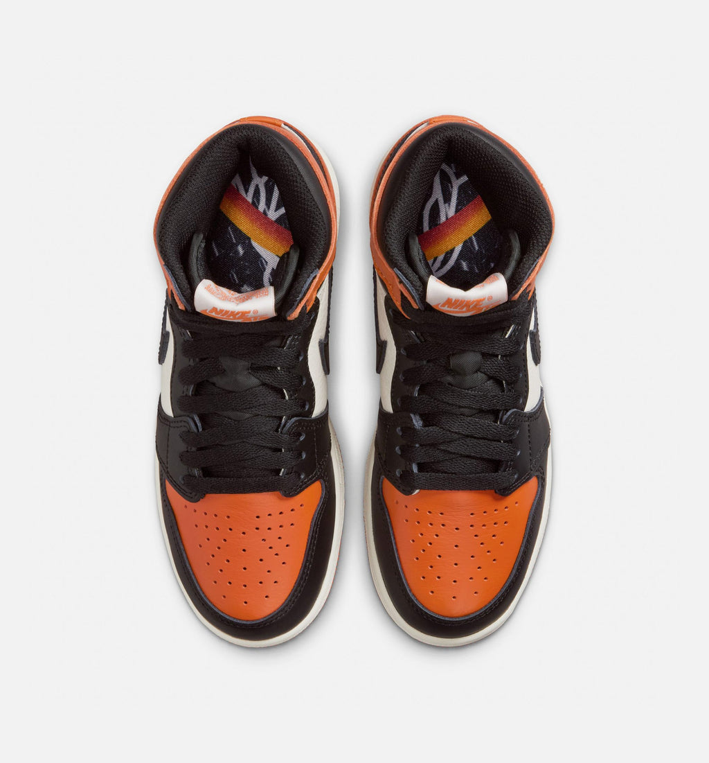 Air Jordan 1 Retro High OG Shattered Backboard Grade School Shoes - Black/Black/Sail/Starfish