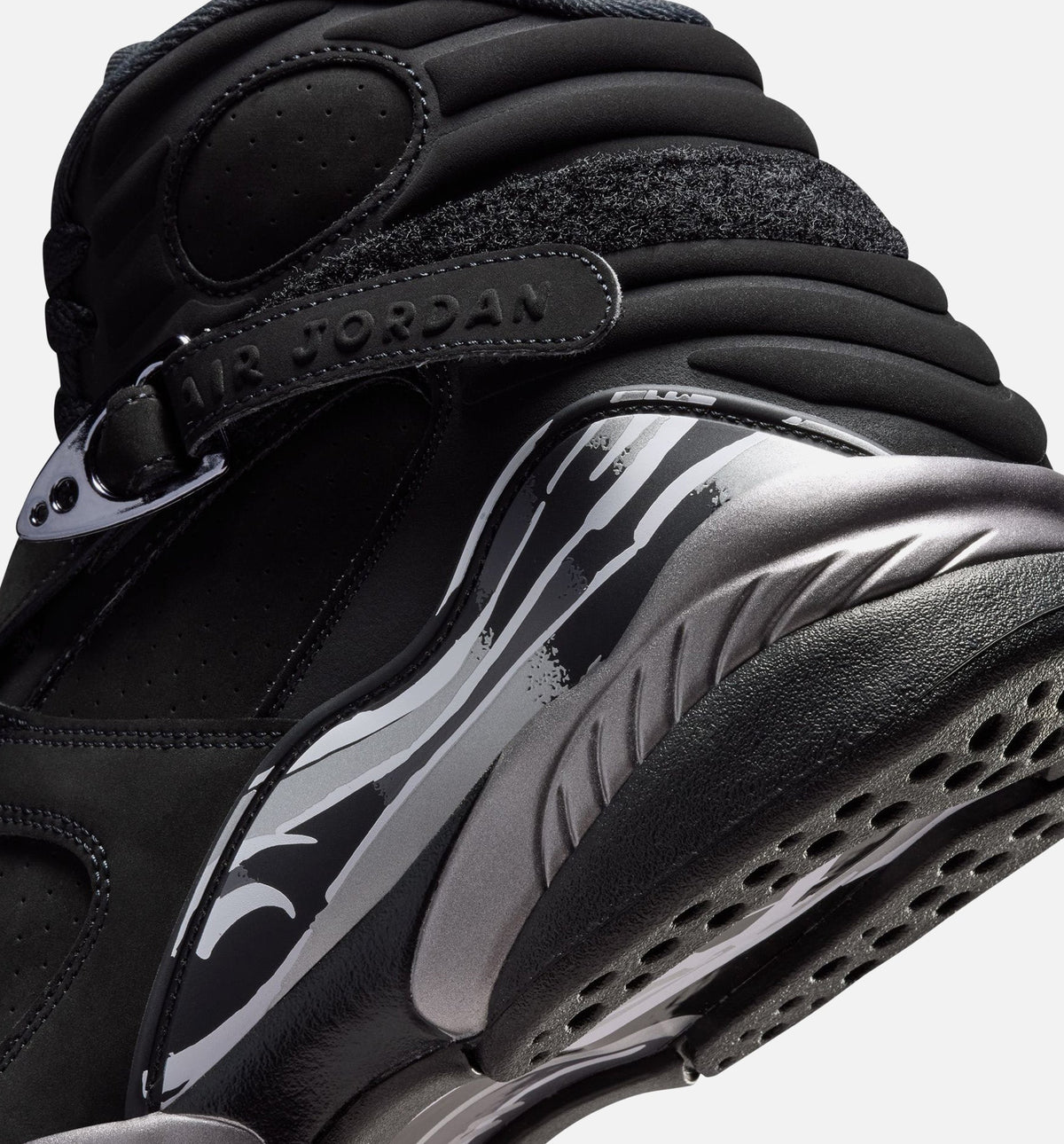 Air Jordan 8 Retro Chrome Black and Light Graphite Men's Lifestyle Shoe - Black/White/Light Graphite