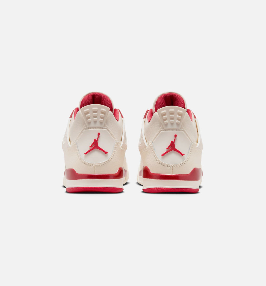 Air Jordan 4 Retro Valentine's Day Preschool Lifestyle Shoe - Pale Ivory/Sierra Red/Tough Red