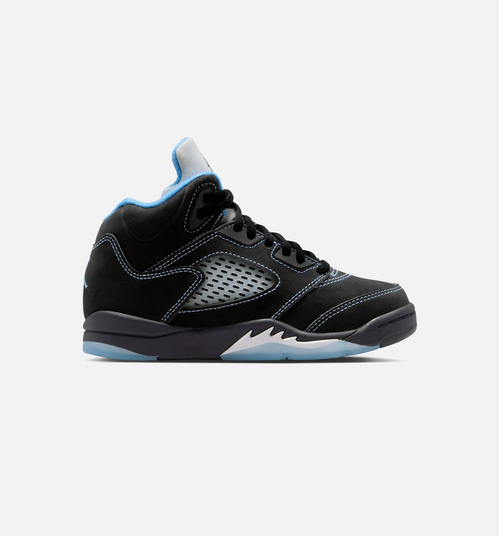 Air Jordan 5 Retro Black Carolina Preschool Lifestyle Shoe - Black/University Blue/White