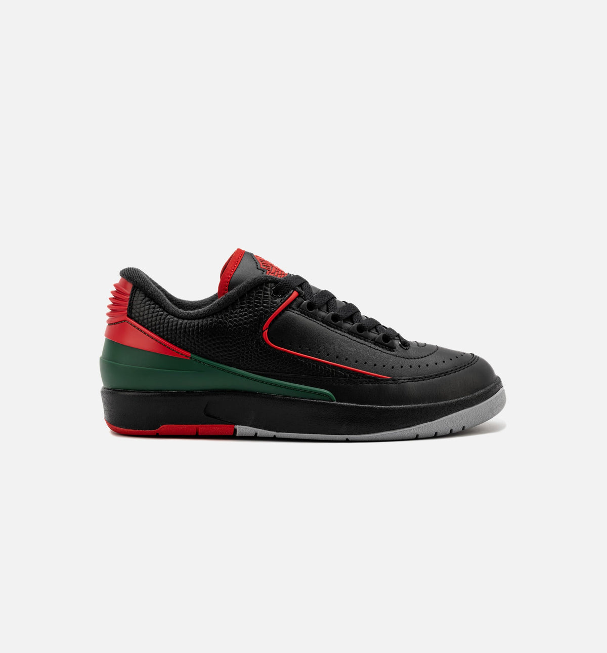 Air Jordan 2 Retro Low Christmas Grade School Shoes - Black/Fire Red/Cement Grey