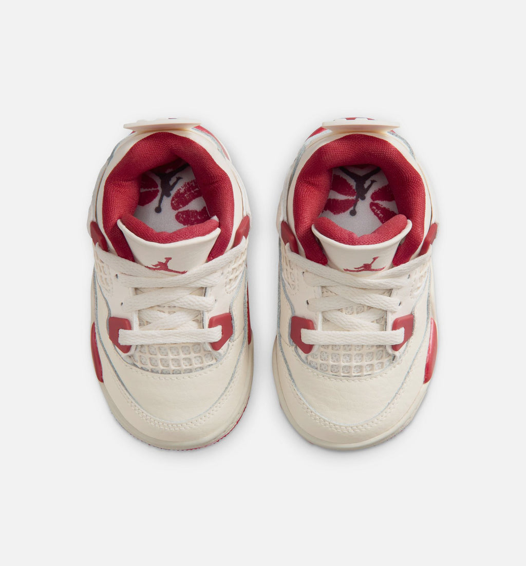 Air Jordan 4 Retro Valentine's Day Infant & Toddler Lifestyle Shoe - Pale Ivory/Sierra Red/Tough Red