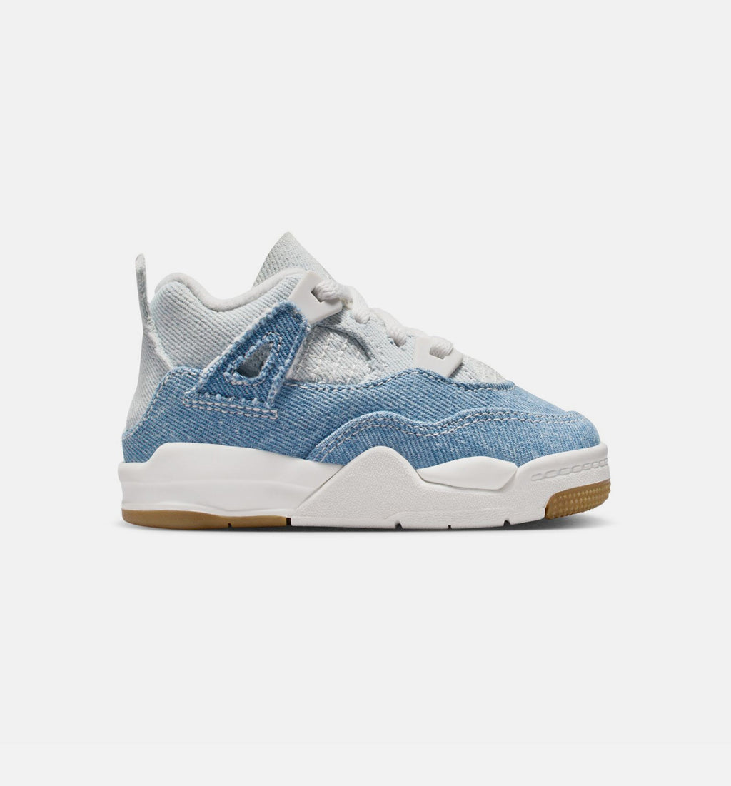 Air Jordan 4 Retro Worn Blue Infant & Toddler Lifestyle Shoe - Sail/Worn Blue/Metallic Gold