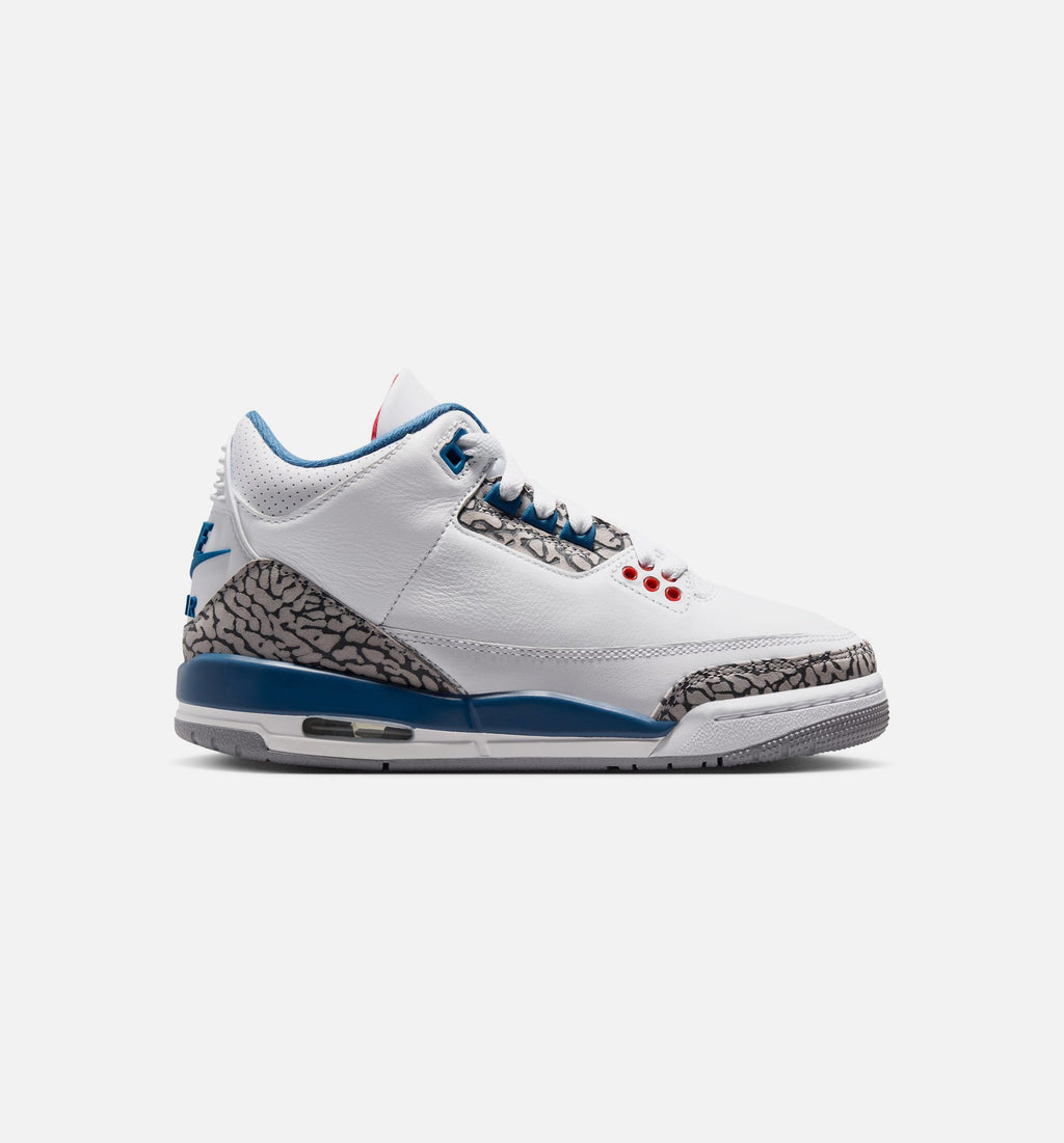 Air Jordan 3 Retro OG True Blue Grade School Shoe - White/Fire Red/True Blue