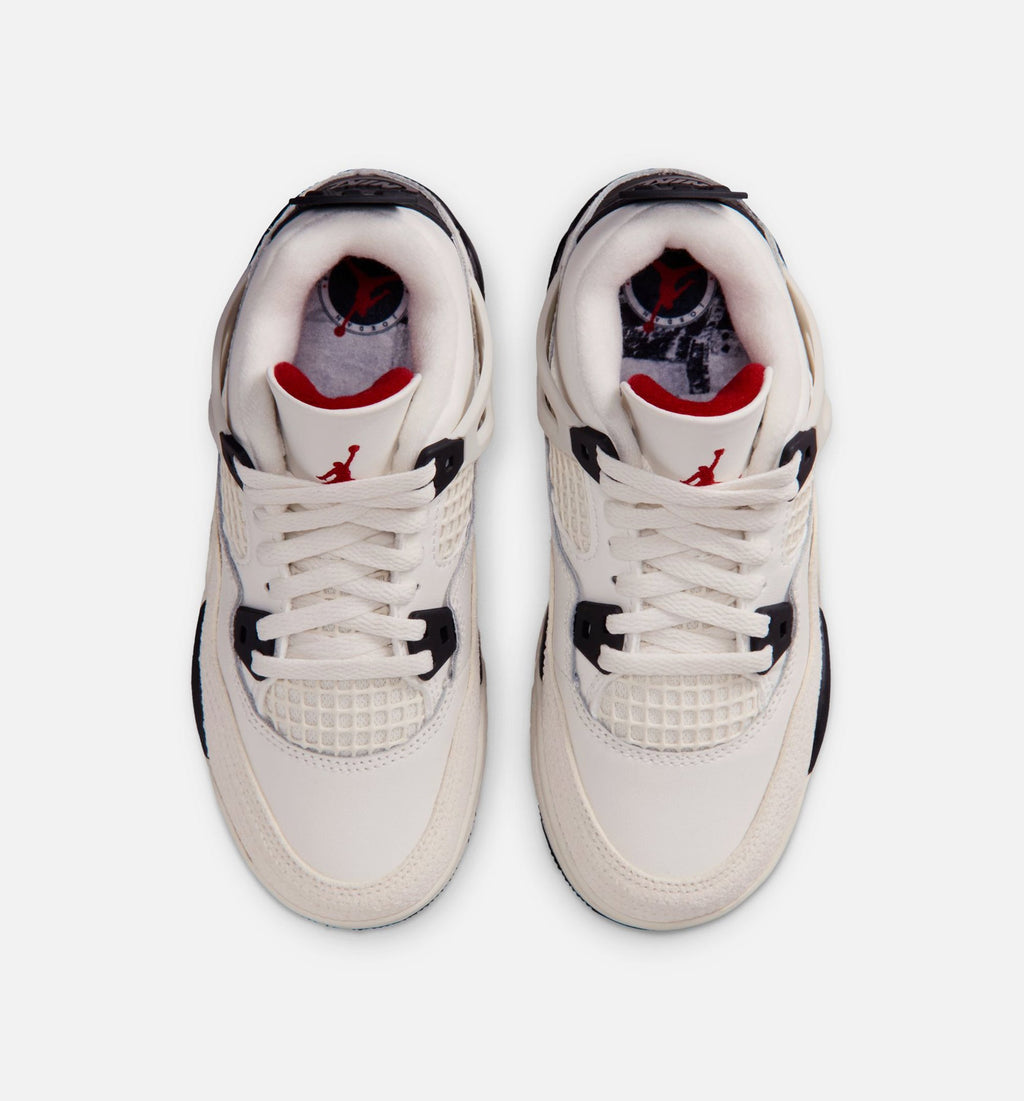 Air Jordan 4 Retro Flight Club Preschool Lifestyle Shoe - Sail/Black/University Red