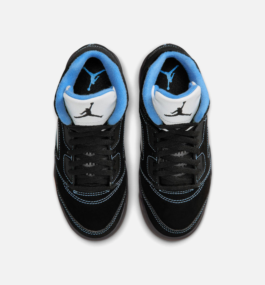 Air Jordan 5 Retro Black Carolina Preschool Lifestyle Shoe - Black/University Blue/White