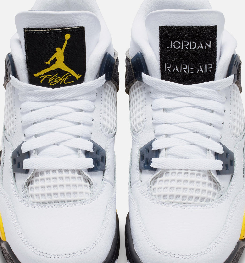 Air Jordan 4 Retro Rare Air Tour Yellow Grade School Lifestyle Shoe - White/Dark Blue Grey/Black/Tour Yellow