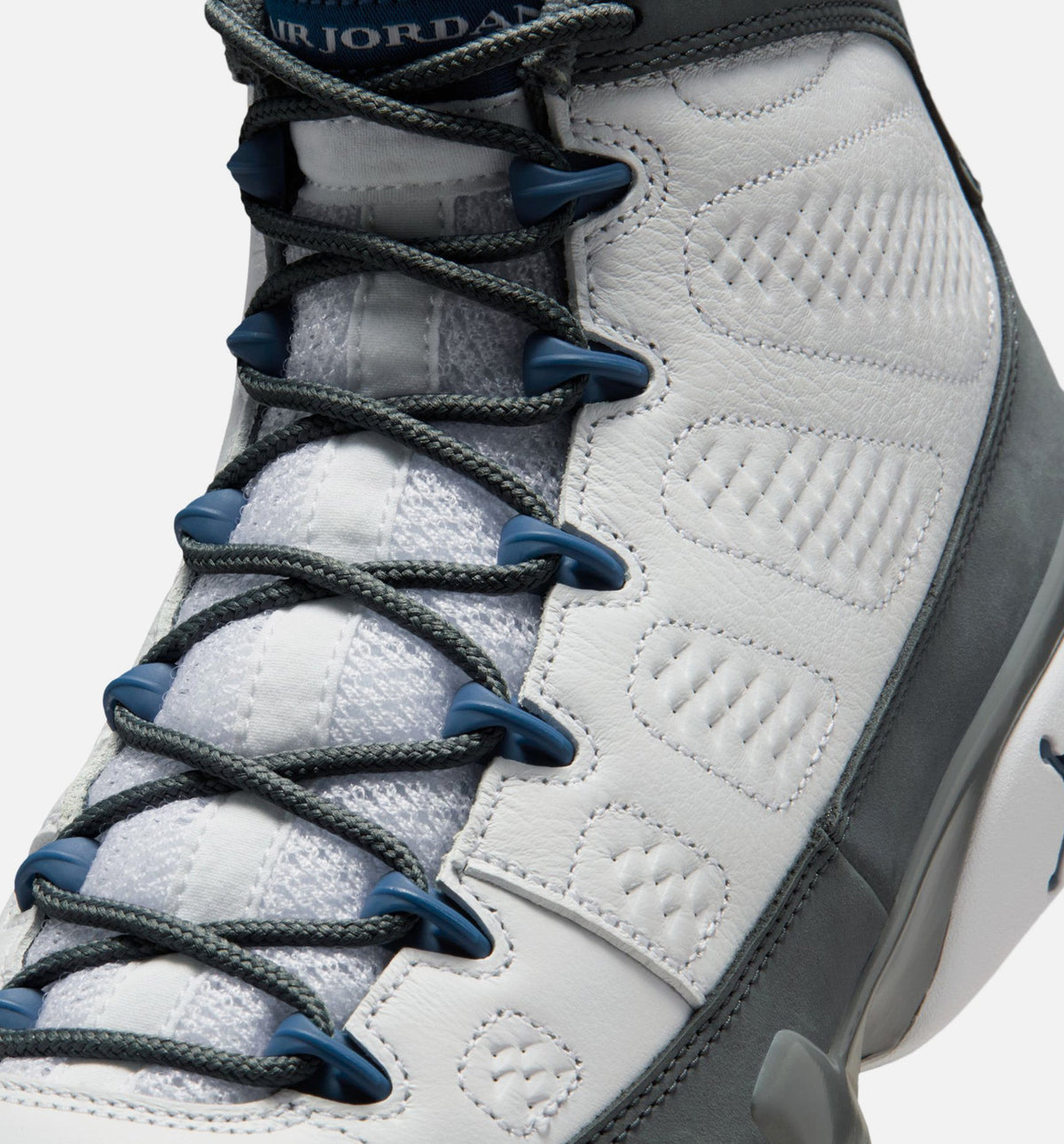 Air Jordan 9 Retro Flint Grey and French Blue Men's Lifestyle Shoe - White/French Blue/Flint Grey