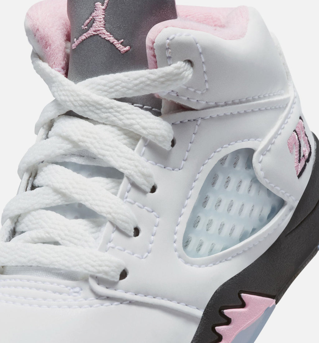 Air Jordan 5 Retro Medium Soft Pink Infant & Toddler Lifestyle Shoe - White/Black/Medium Soft Pink