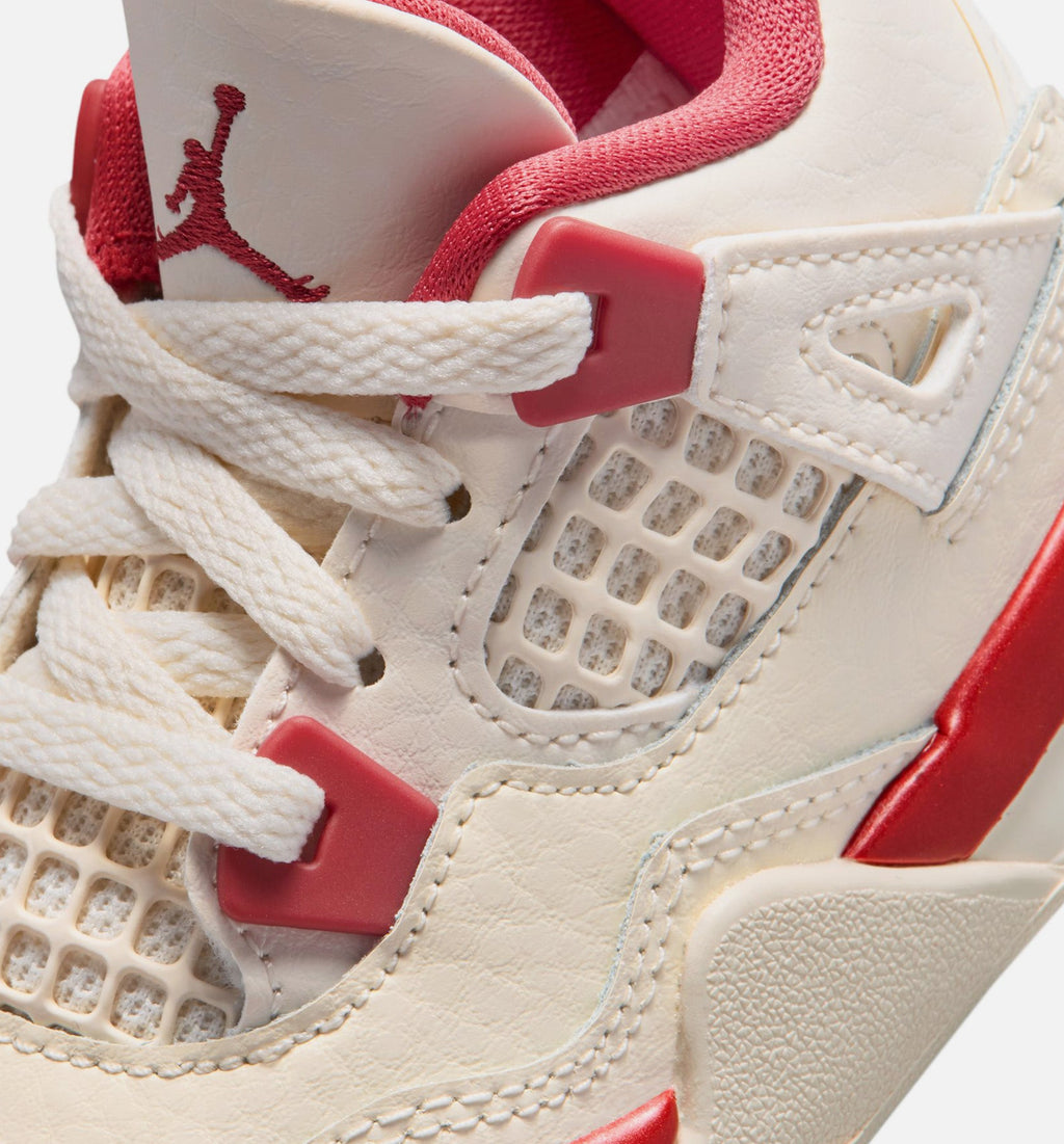 Air Jordan 4 Retro Valentine's Day Infant & Toddler Lifestyle Shoe - Pale Ivory/Sierra Red/Tough Red