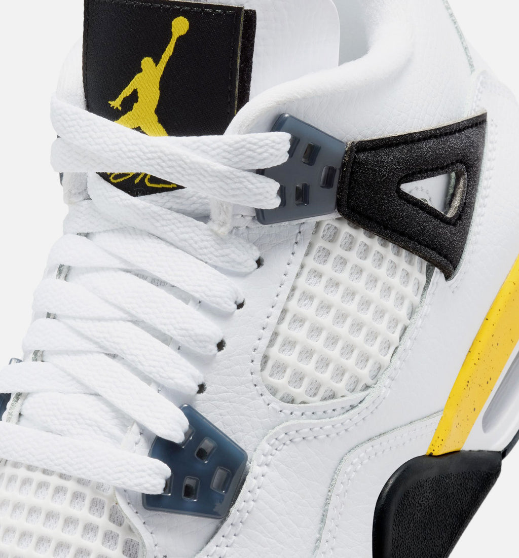 Air Jordan 4 Retro Rare Air Tour Yellow Grade School Lifestyle Shoe - White/Dark Blue Grey/Black/Tour Yellow