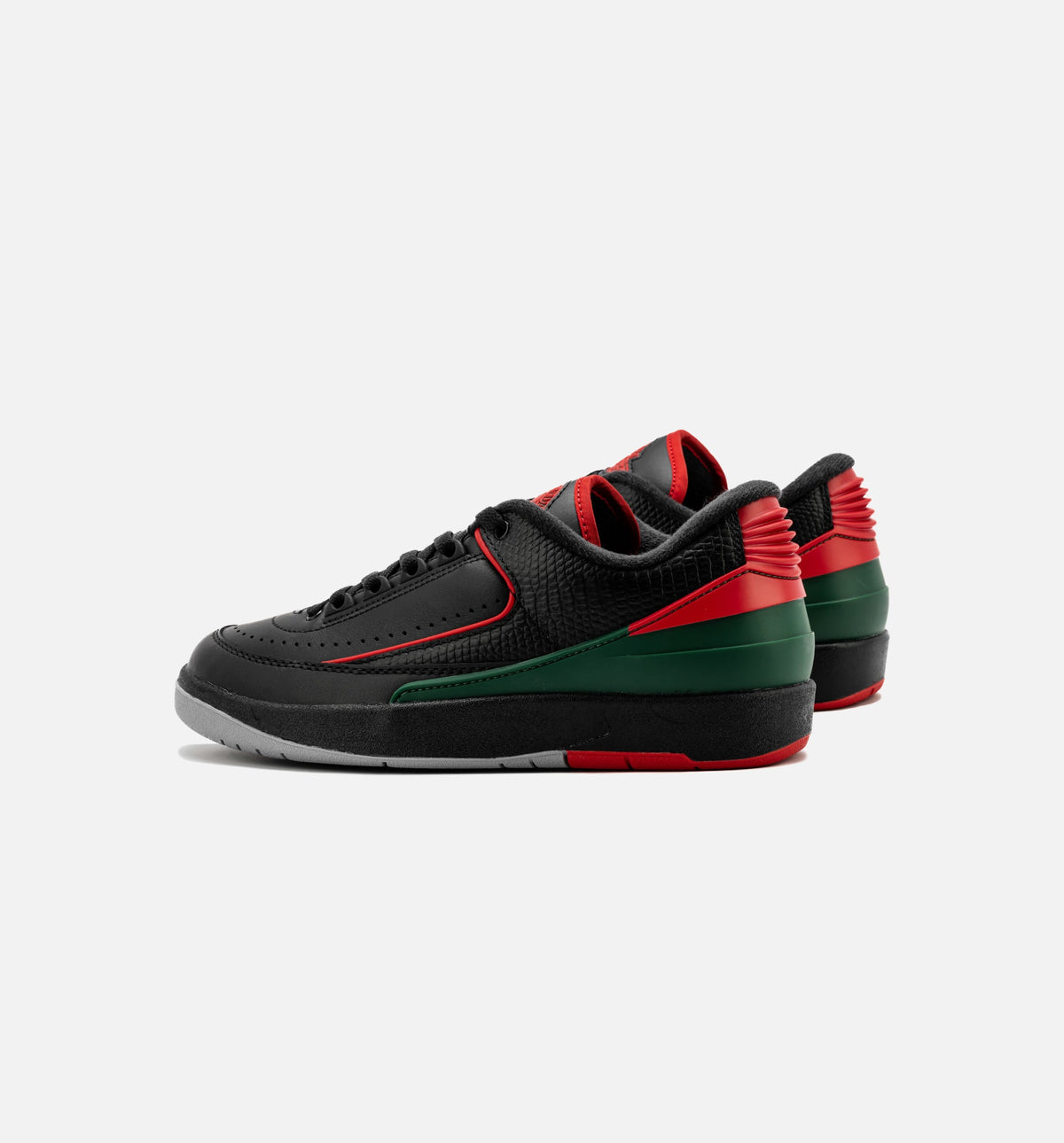Air Jordan 2 Retro Low Christmas Grade School Shoes - Black/Fire Red/Cement Grey
