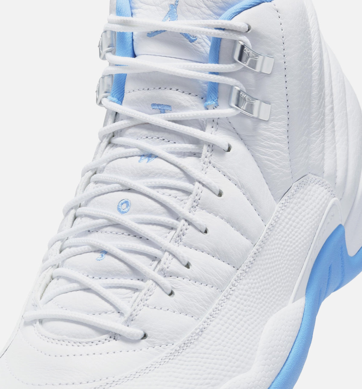 Air Jordan 12 Retro White and University Blue Men's Lifestyle Shoe - White/University Blue/Metallic Silver
