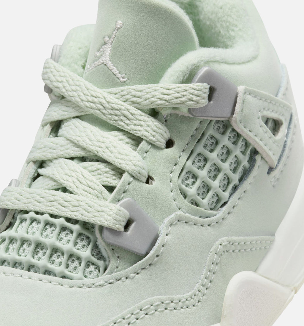 Air Jordan 4 Retro Abundance Infant & Toddler Shoe - Seafoam/Sail/Metallic Silver