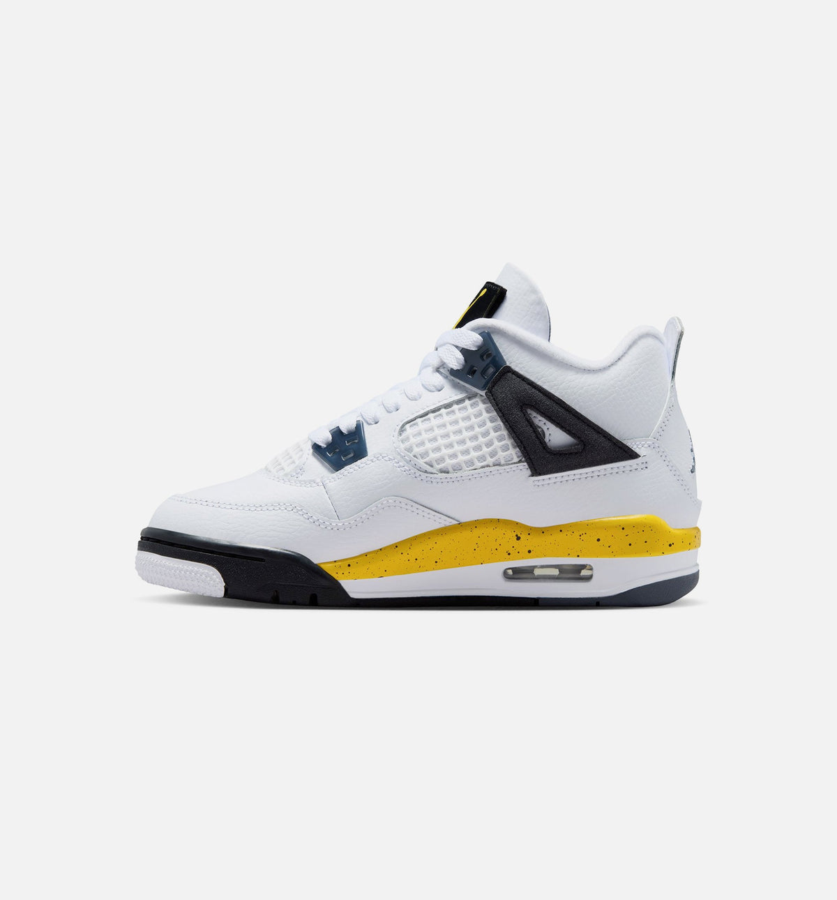 Air Jordan 4 Retro Rare Air Tour Yellow Grade School Lifestyle Shoe - White/Dark Blue Grey/Black/Tour Yellow