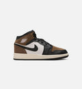 Air Jordan 1 Mid Grade School Shoes - Black/Phantom/Palomino/University Red