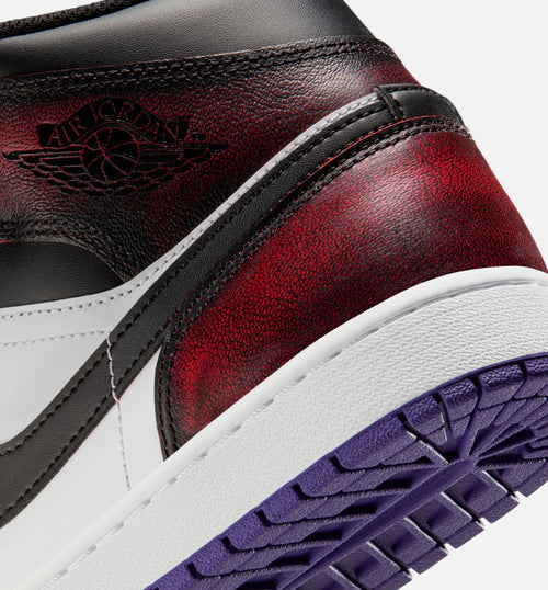 Air Jordan 1 Mid SE Men's Shoes - True Red/White/Court Purple/Black