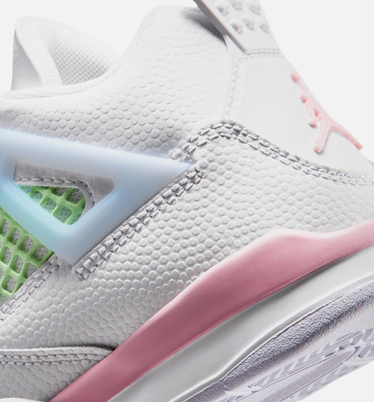 Air Jordan 4 Retro Medium Soft Pink Preschool Lifestyle Shoe - White/Medium Soft Pink/Half Blue
