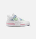Air Jordan 4 Retro Medium Soft Pink Preschool Lifestyle Shoe - White/Medium Soft Pink/Half Blue