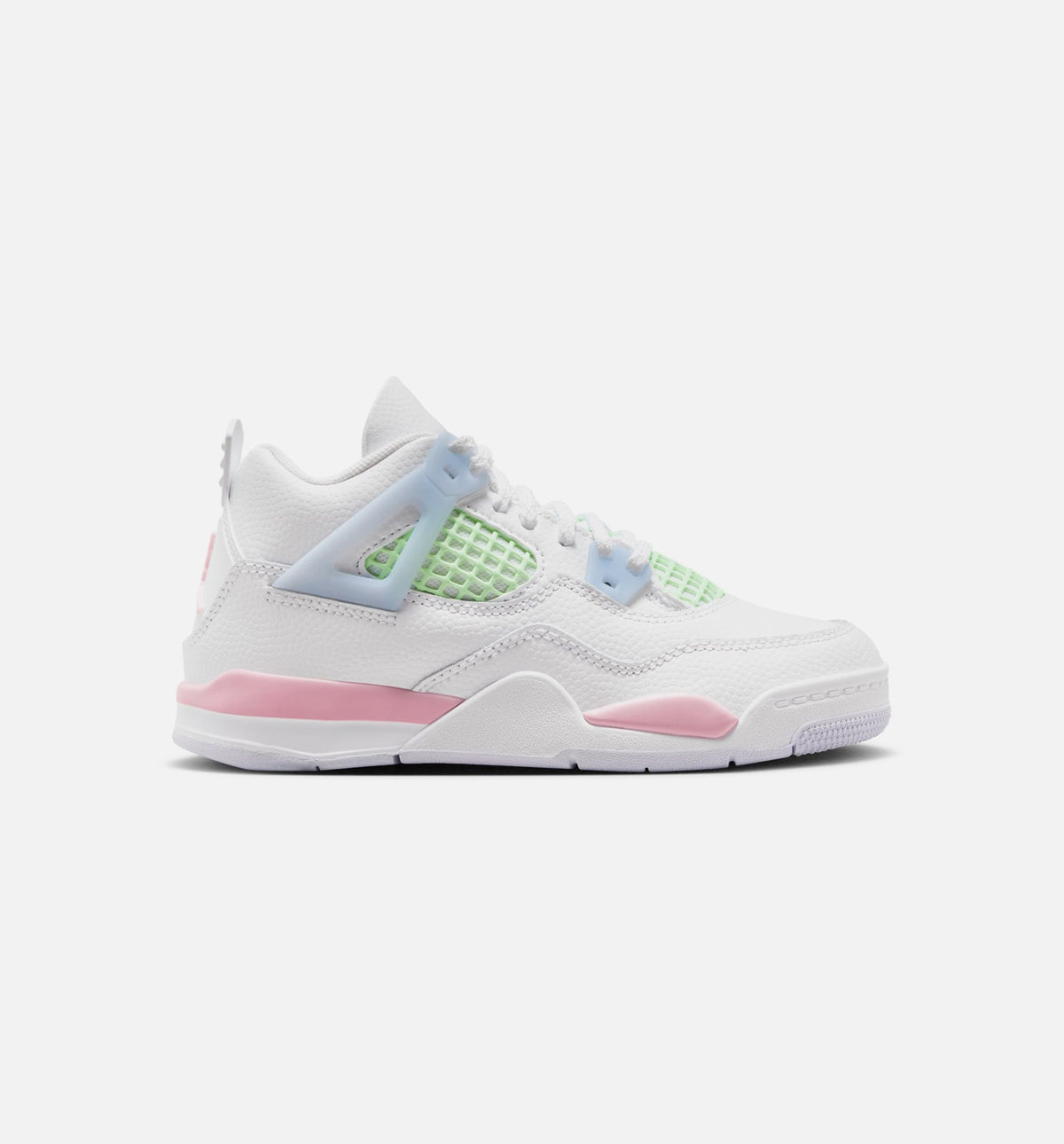Air Jordan 4 Retro Medium Soft Pink Preschool Lifestyle Shoe - White/Medium Soft Pink/Half Blue