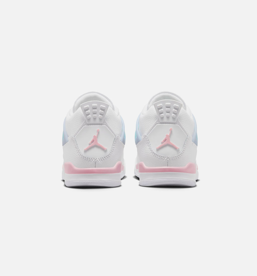 Air Jordan 4 Retro Medium Soft Pink Preschool Lifestyle Shoe - White/Medium Soft Pink/Half Blue
