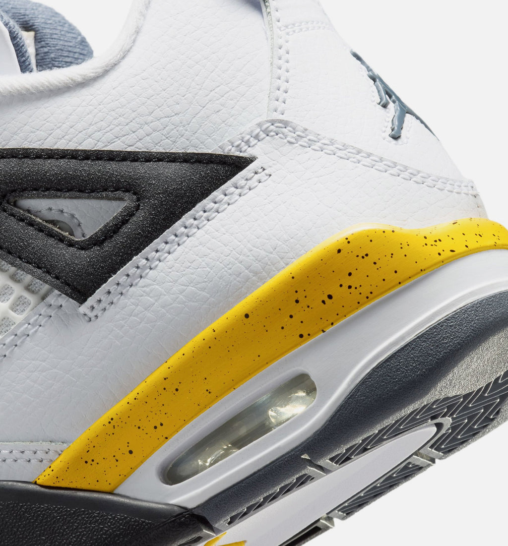 Air Jordan 4 Retro Rare Air Tour Yellow Grade School Lifestyle Shoe - White/Dark Blue Grey/Black/Tour Yellow