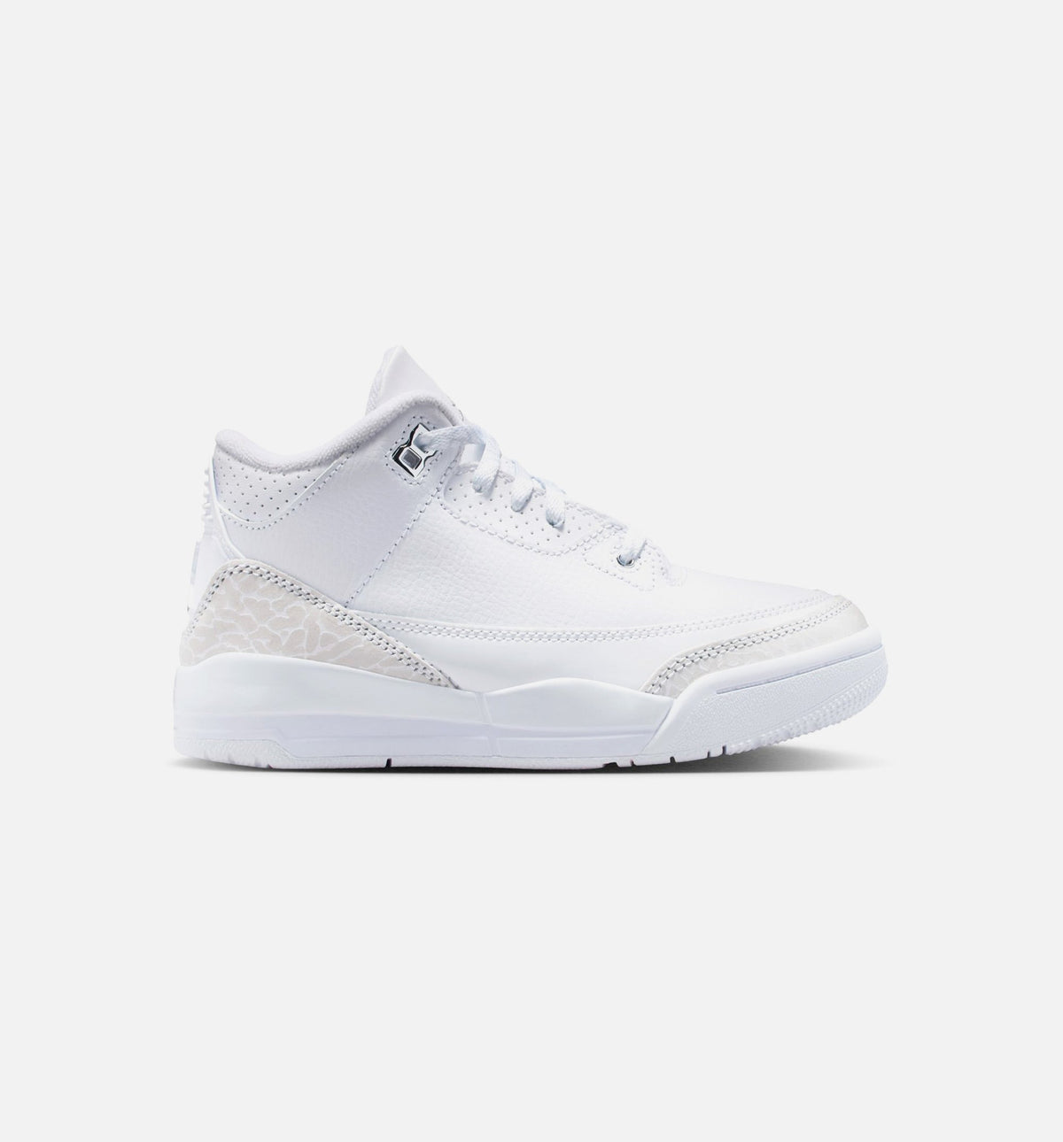 Air Jordan 3 Retro White & Metallic Silver Preschool Shoe - White/Metallic Silver