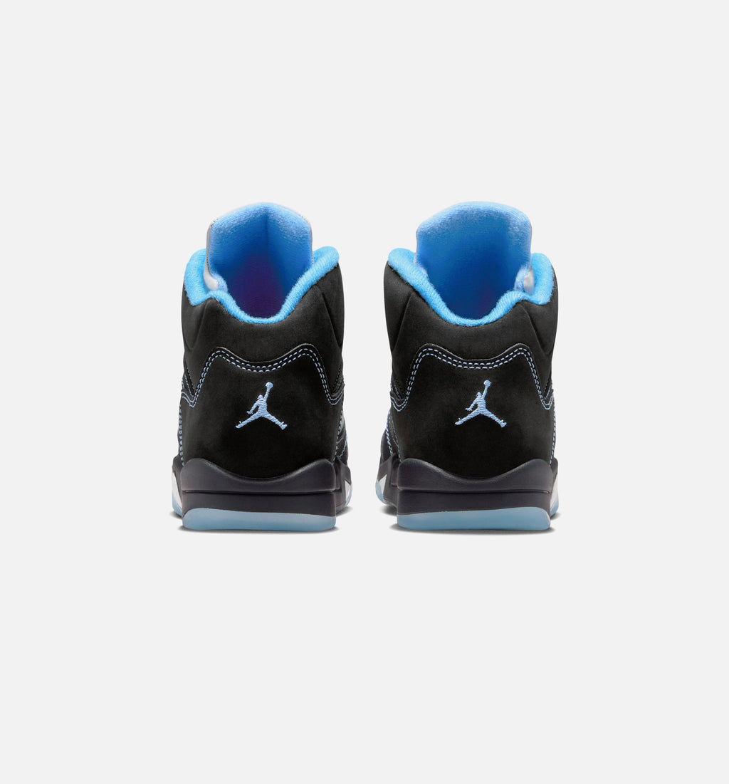 Air Jordan 5 Retro Black Carolina Preschool Lifestyle Shoe - Black/University Blue/White