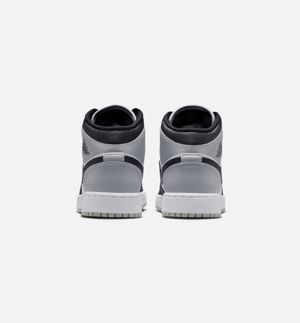 Air Jordan 1 Mid Grade School Shoes - White/Light Smoke Grey/Black