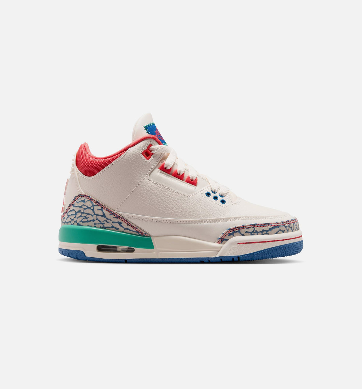 Air Jordan 3 Retro Play Your Way Grade School Shoe - Chalk/Track Red/True Blue/Kinetic Green