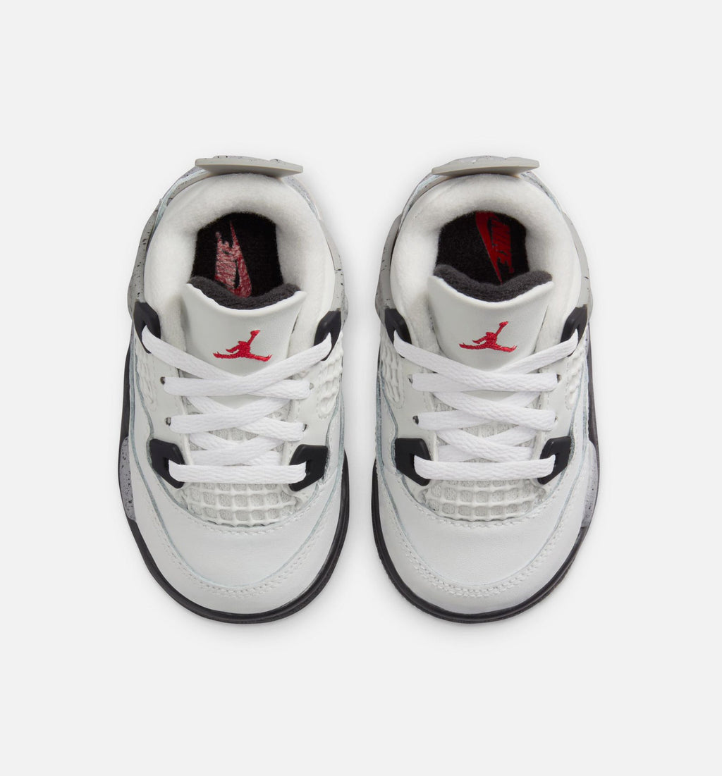 Air Jordan 4 Retro White Cement Infant & Toddler Lifestyle Shoe - Summit White/Fire Red/Cement Grey/Black
