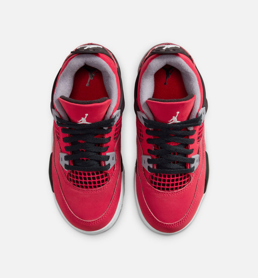 Air Jordan 4 Retro Toro Bravo Preschool Lifestyle Shoe - Fire Red/White/Black/Cement Grey