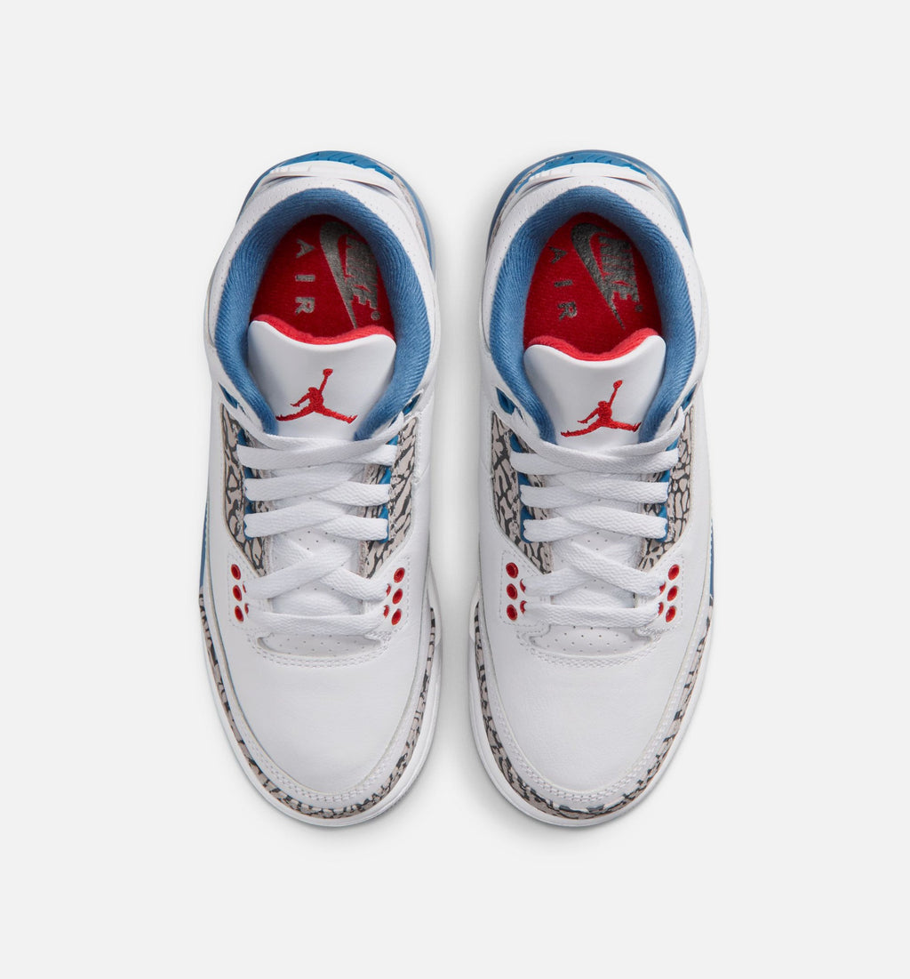 Air Jordan 3 Retro OG True Blue Grade School Shoe - White/Fire Red/True Blue