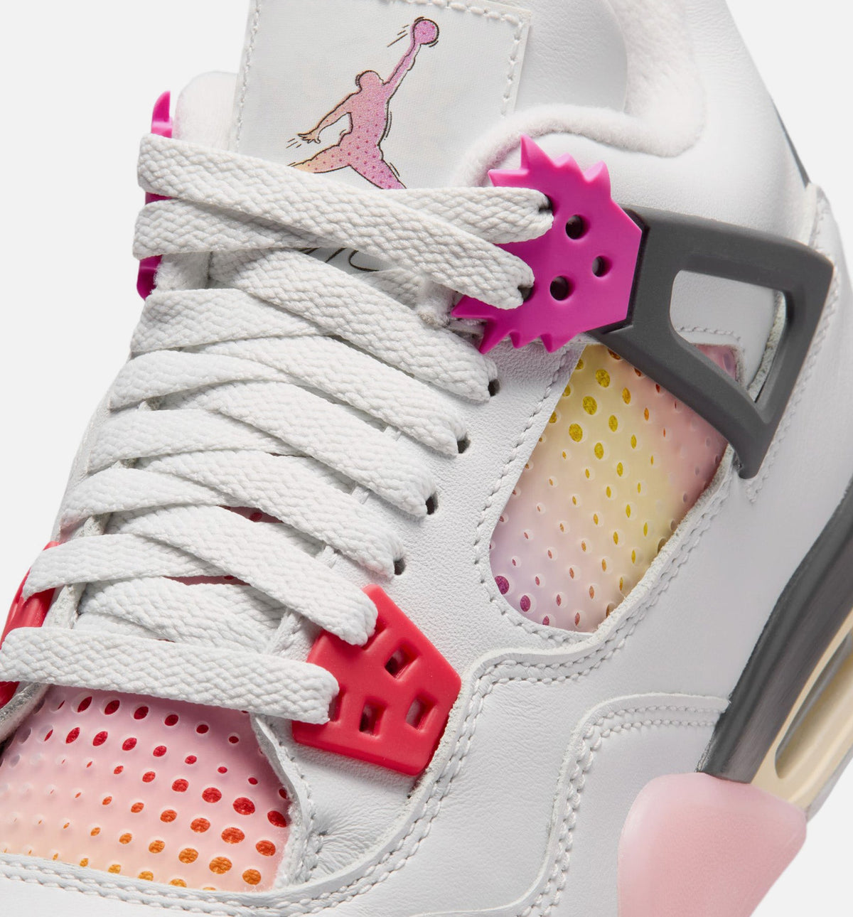 Air Jordan 4 Retro Comic Grade School Shoe - Off-White/Fire Pink/Anthracite