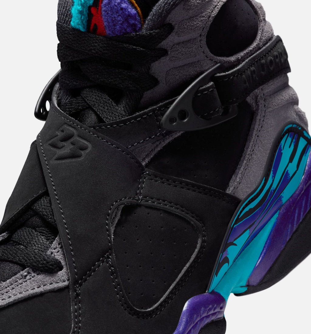 Air Jordan 8 Retro Aqua Grade School Lifestyle Shoe - Black/Multi-Color/Bright Concord/Multi-Color