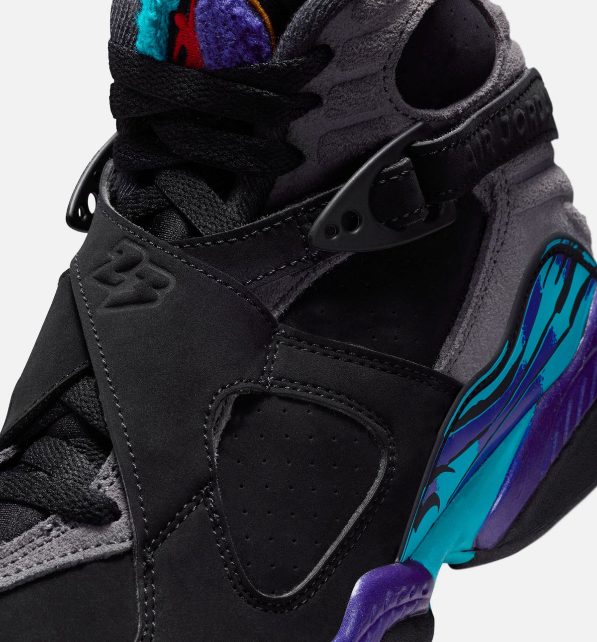 Air Jordan 8 Retro Aqua Grade School Lifestyle Shoe - Black/Multi-Color/Bright Concord/Multi-Color