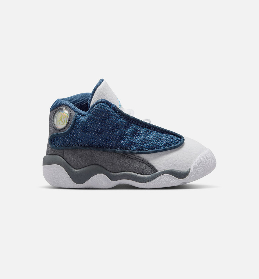 Air Jordan 13 Retro Navy and Flint Grey Infant & Toddler Lifestyle Shoe - Navy/University Blue/Flint Grey/White