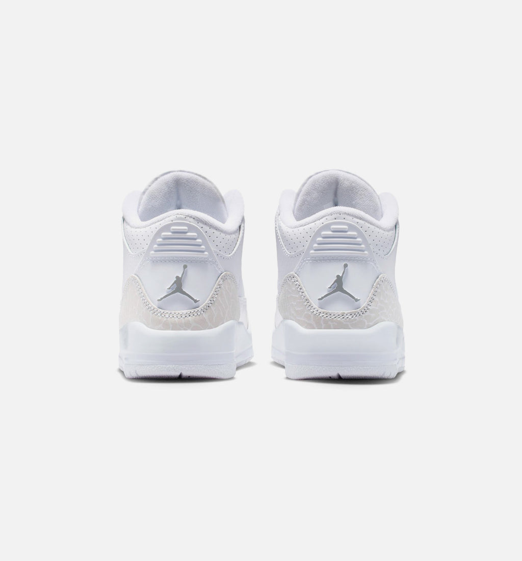 Air Jordan 3 Retro White & Metallic Silver Preschool Shoe - White/Metallic Silver