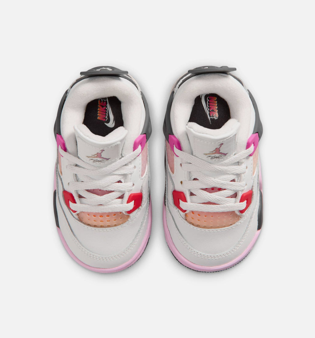 Air Jordan 4 Retro Comic Infant & Toddler Shoe - Off-White/Fire Pink/Anthracite