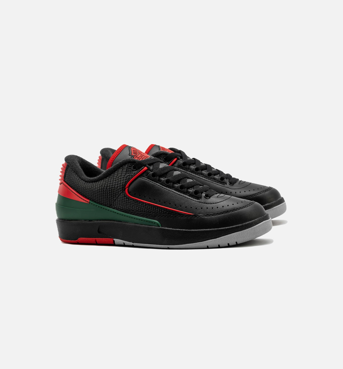 Air Jordan 2 Retro Low Christmas Grade School Shoes - Black/Fire Red/Cement Grey