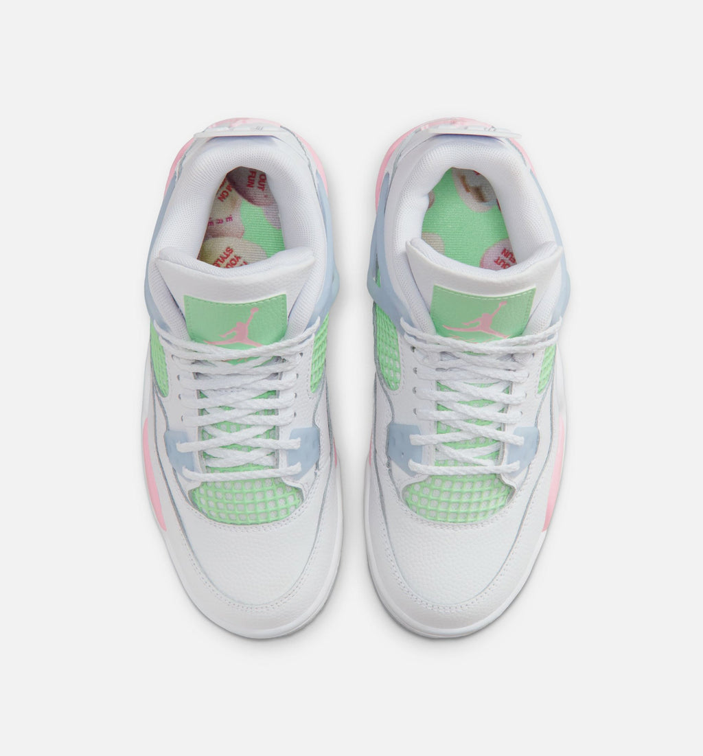 Air Jordan 4 Retro Medium Soft Pink Grade School Lifestyle Shoe - White/Medium Soft Pink/Half Blue