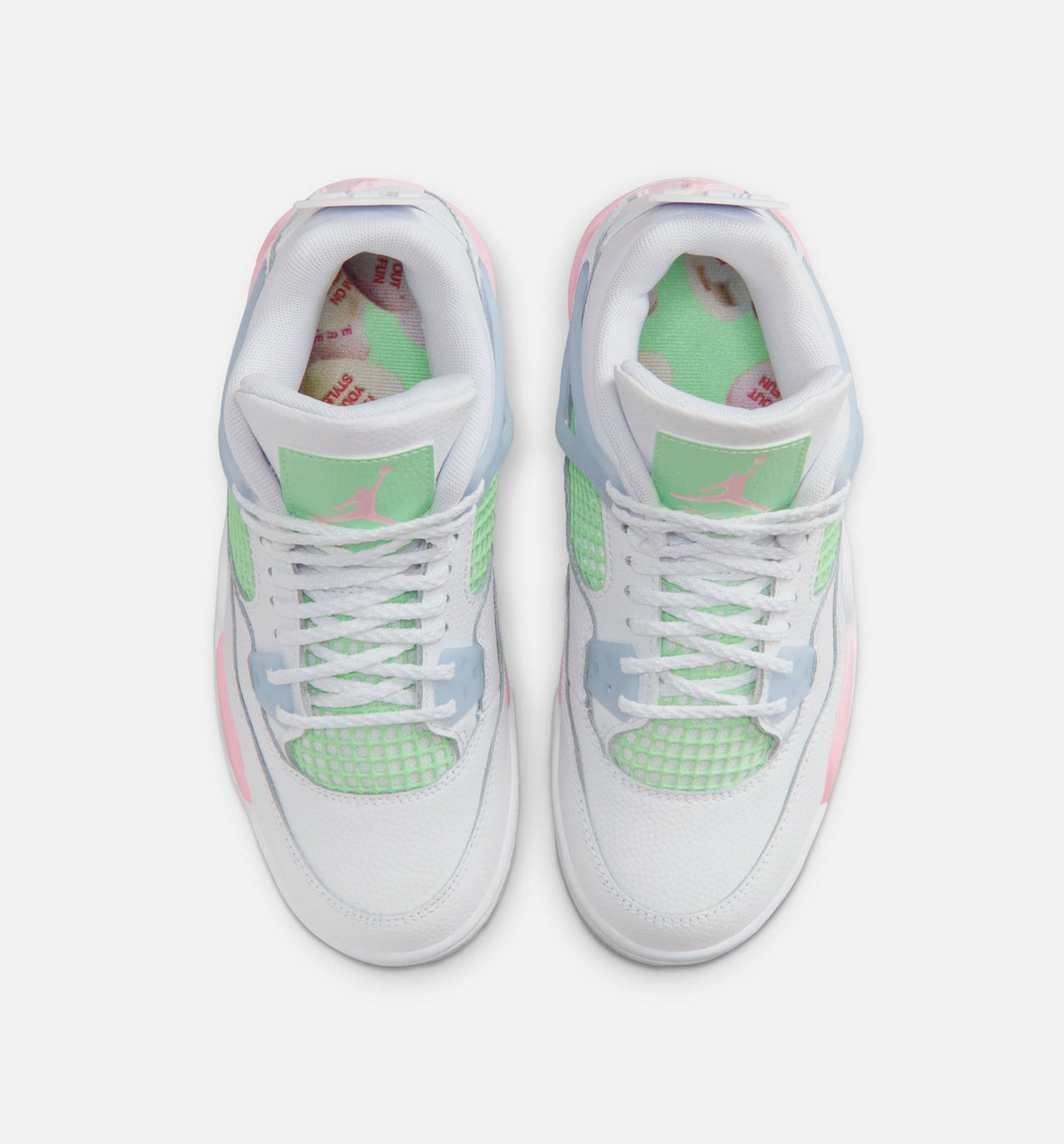 Air Jordan 4 Retro Medium Soft Pink Grade School Lifestyle Shoe - White/Medium Soft Pink/Half Blue