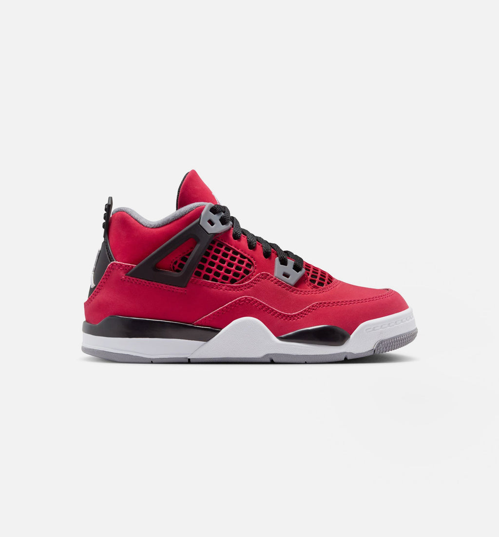 Air Jordan 4 Retro Toro Bravo Preschool Lifestyle Shoe - Fire Red/White/Black/Cement Grey