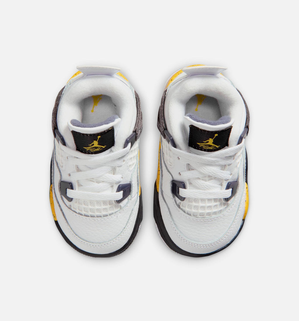 Air Jordan 4 Retro Rare Air Tour Yellow Infant & Toddler Lifestyle Shoe - White/Dark Blue Grey/Black/Tour Yellow