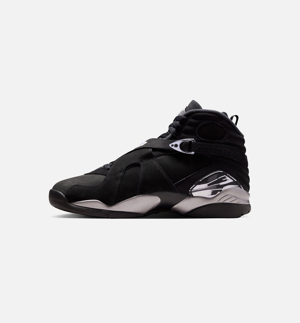 Air Jordan 8 Retro Chrome Black and Light Graphite Men's Lifestyle Shoe - Black/White/Light Graphite