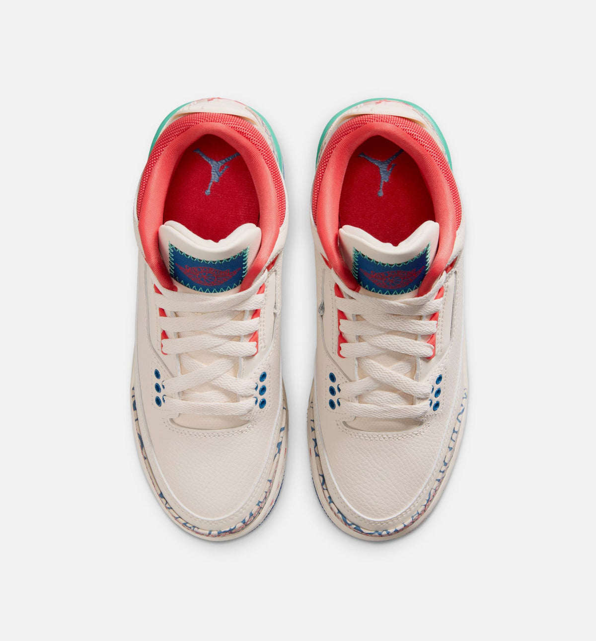Air Jordan 3 Retro Play Your Way Grade School Shoe - Chalk/Track Red/True Blue/Kinetic Green